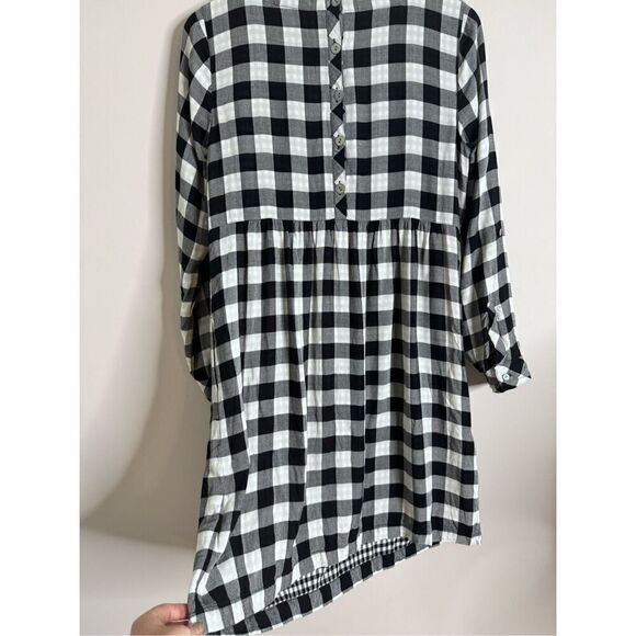 J. Jill Buffalo Check Plaid Dress Roll Tab Sleeves Sz S - Picture 4 of 6